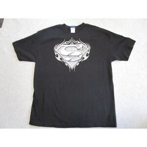 Vintage Superman Shirt Mens Extra Large Black Metallic Diamond Plate DC Comics